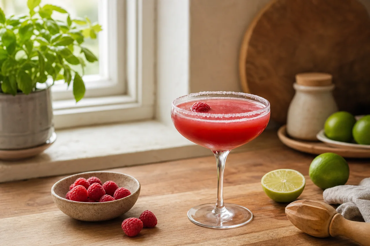 Redaktionell bild av hallonmargarita