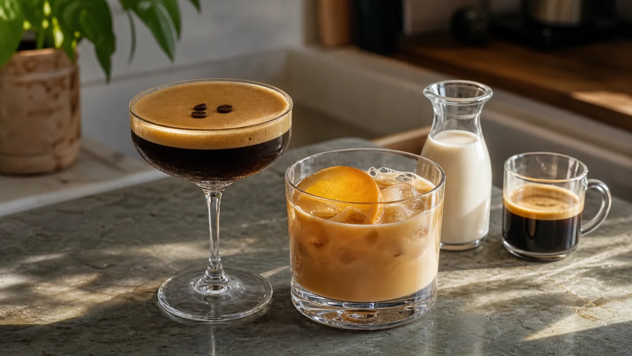 Redaktionell bild av kaffedrinkar utan alkohol
