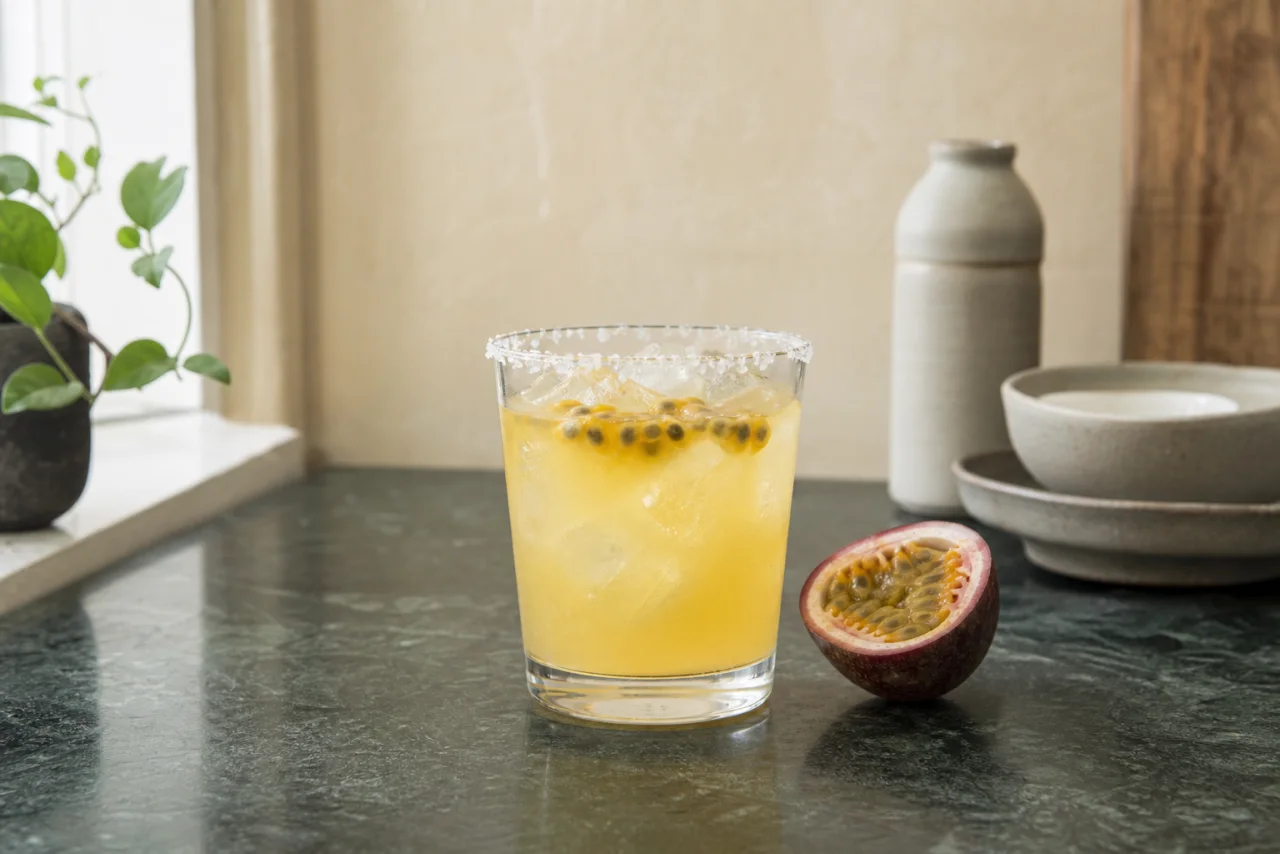 Redaktionell bild av passionsfrukt margarita