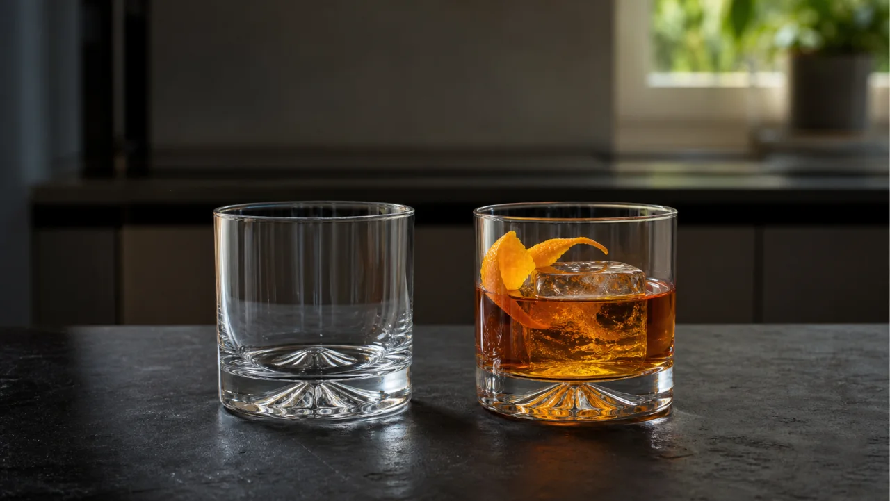 Redaktionell bild av rocks-glas